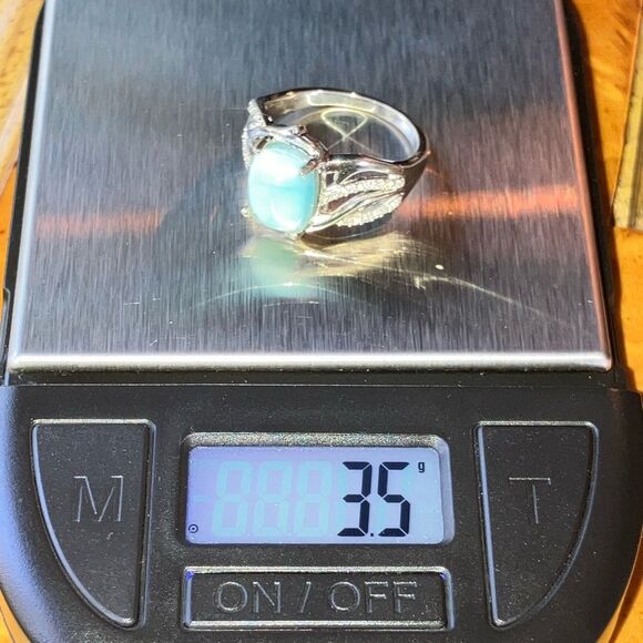 Natural Larimar Sterling Silver Ring Size 6 - Picture 9 of 9